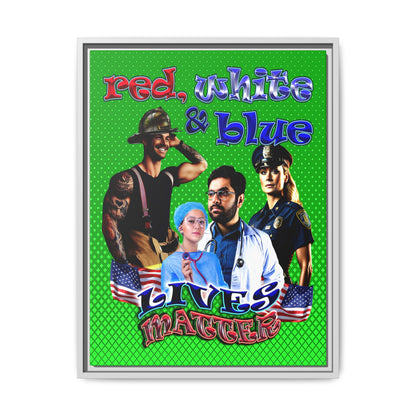 rw&b lives matter - framed canvas art (logo green)