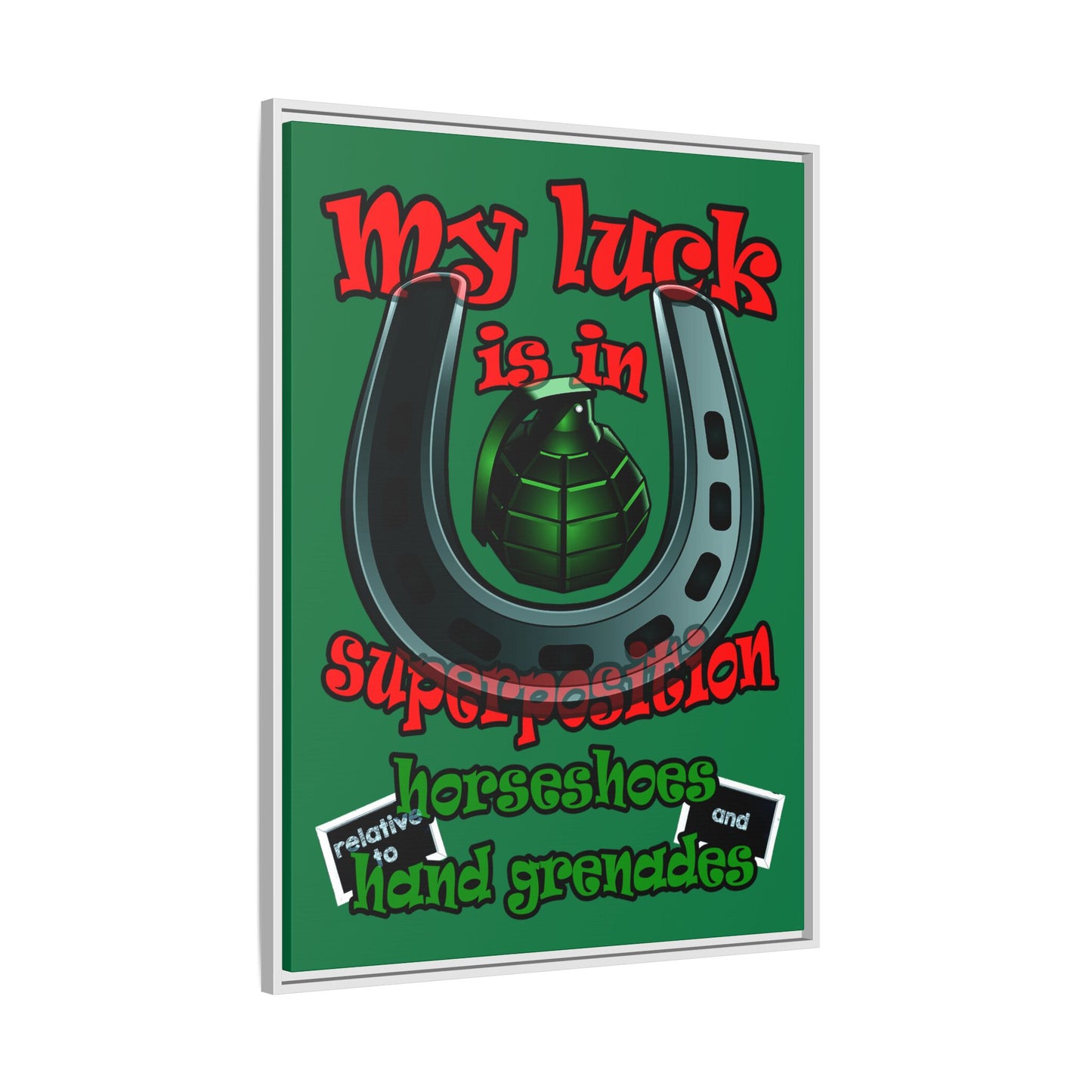 my luck - framed canvas art (dark green)
