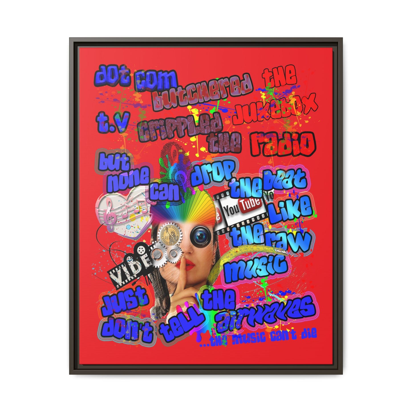drop the beat - framed canvas art (red)