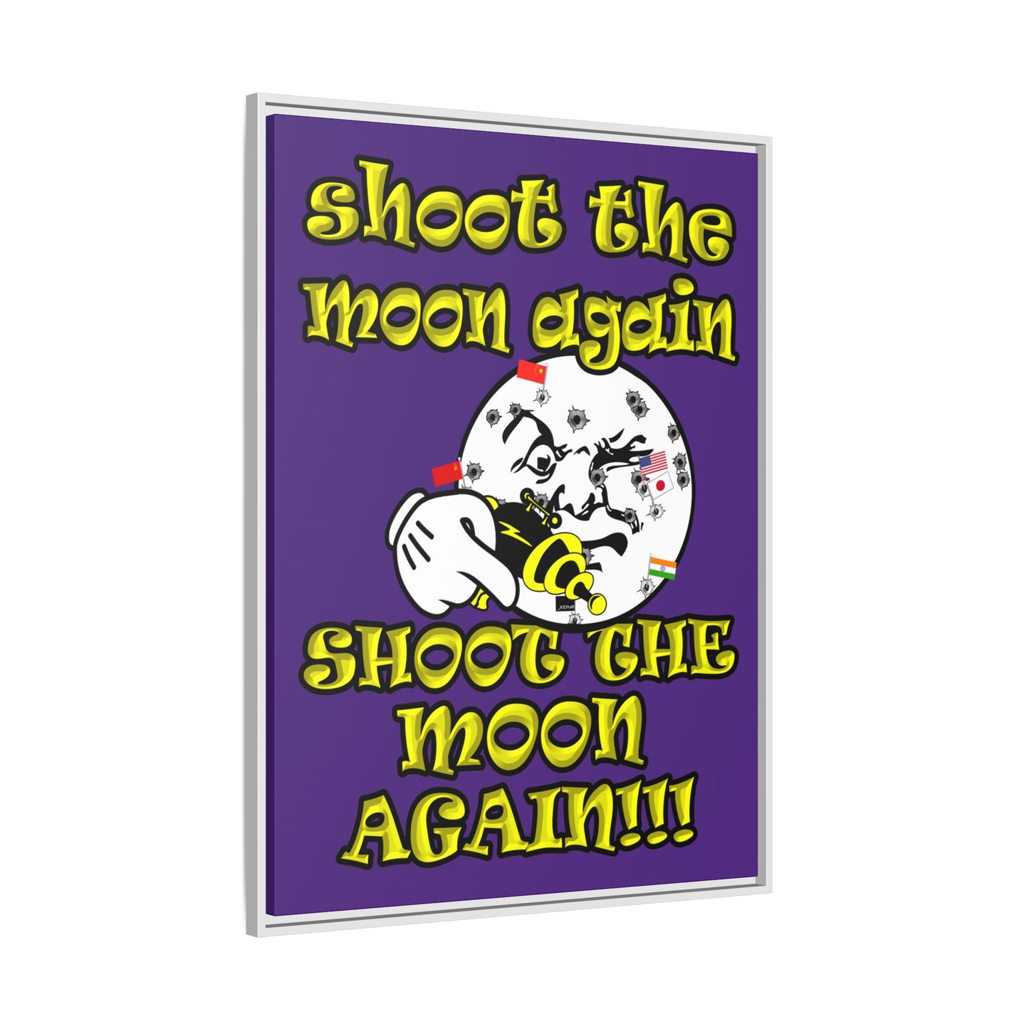 shoot the moon again - framed canvas art (purple)