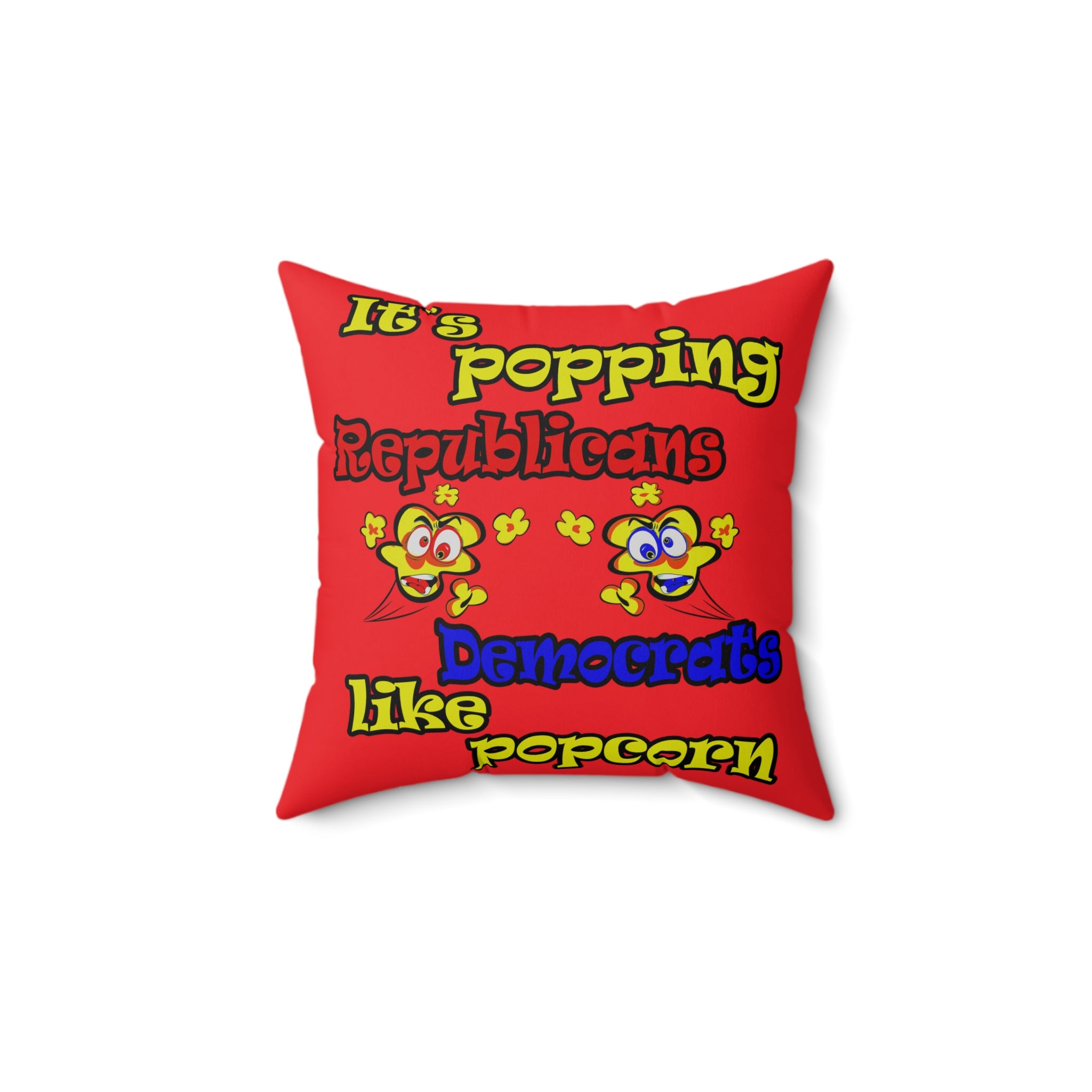 popping like popcorn - Spun Polyester Square Pillow - (red)