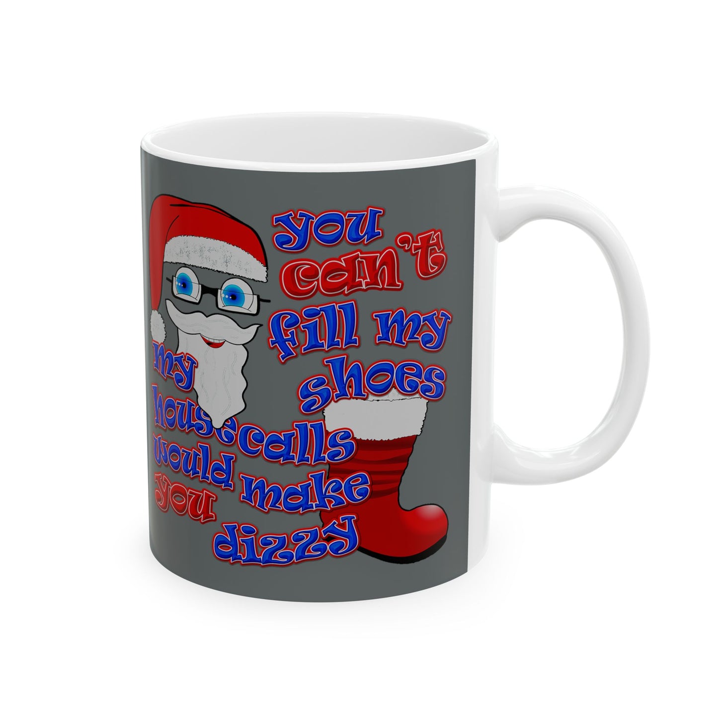 santa's shoes - White Mug (dark grey)