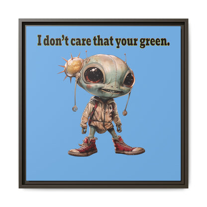 I don't care that your green - framed canvas art (light blue)