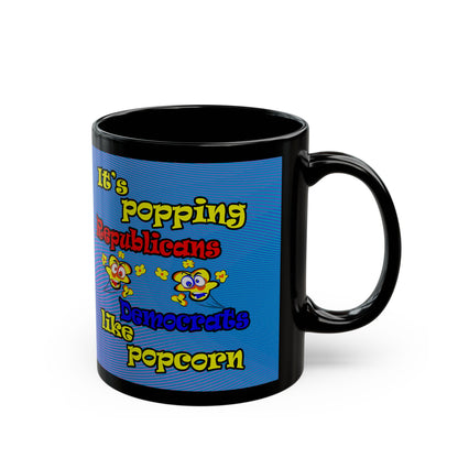 popping like popcorn - Black Mug (light blue-purple wave)