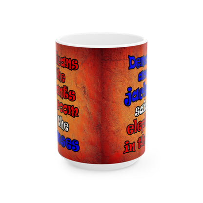 donkeys and elephants - White Mug (burnt orange)