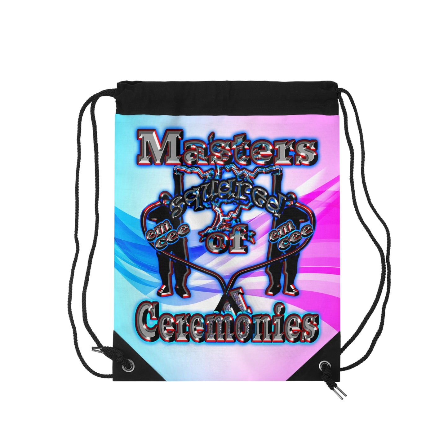 em cee squared - Drawstring Bag (light blue-pink wave)