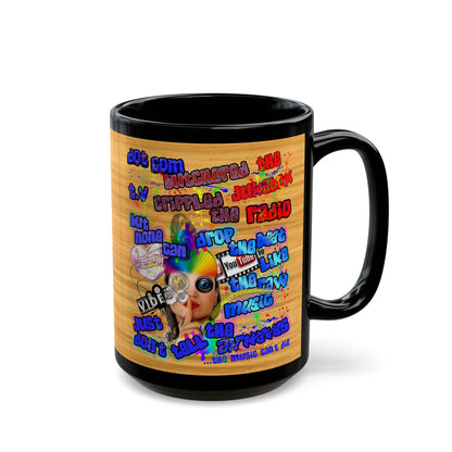 drop the beat - Black Mug (butterscotch wood finish)