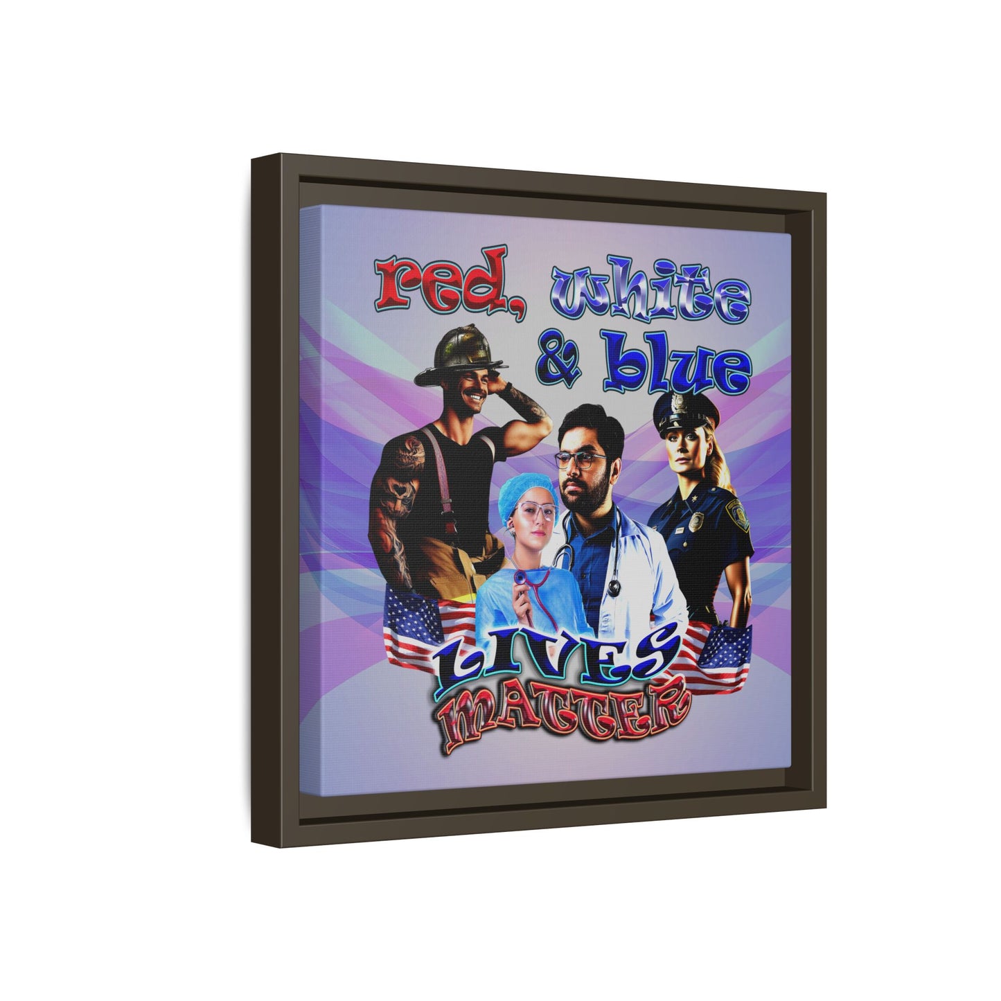 rw&b lives matter - framed canvas art (light blue-pink wave)