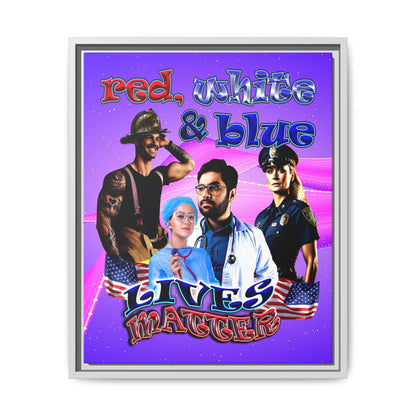 rw&b lives matter - framed canvas art (purple-pink wave)