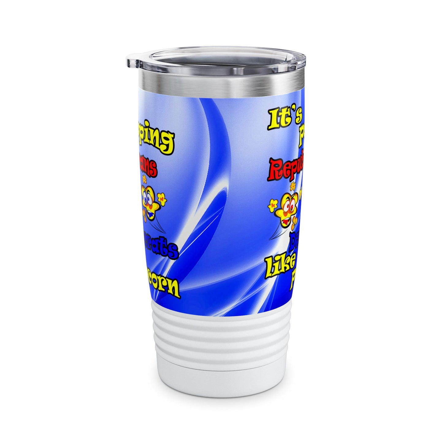 popping like popcorn - Ringneck Tumbler, 20oz (blue-white wave)