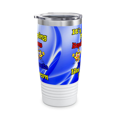 popping like popcorn - Ringneck Tumbler, 20oz (blue-white wave)