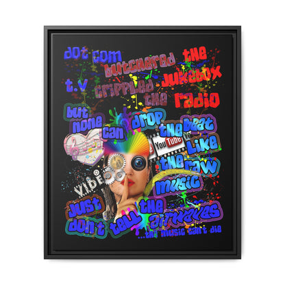 drop the beat - framed canvas art (black)