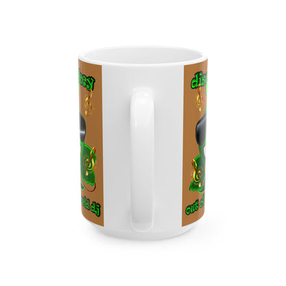 disc jockey - White Mug (light brown)