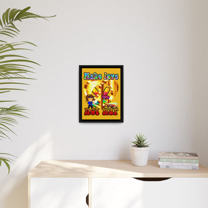 love peace - framed canvas art (yellow)