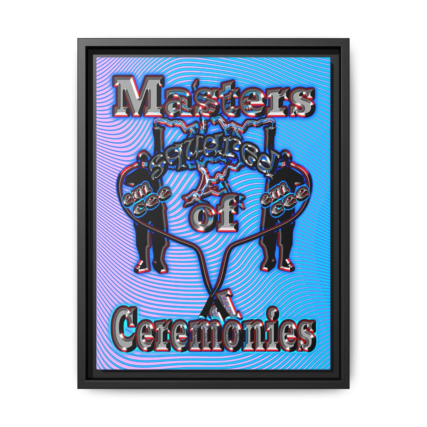 em cee squared - framed canvas art (light blue-purple wave)