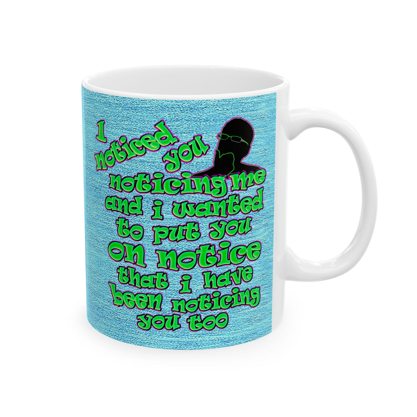 noticed you noticing - White Mug (faded dark blue)