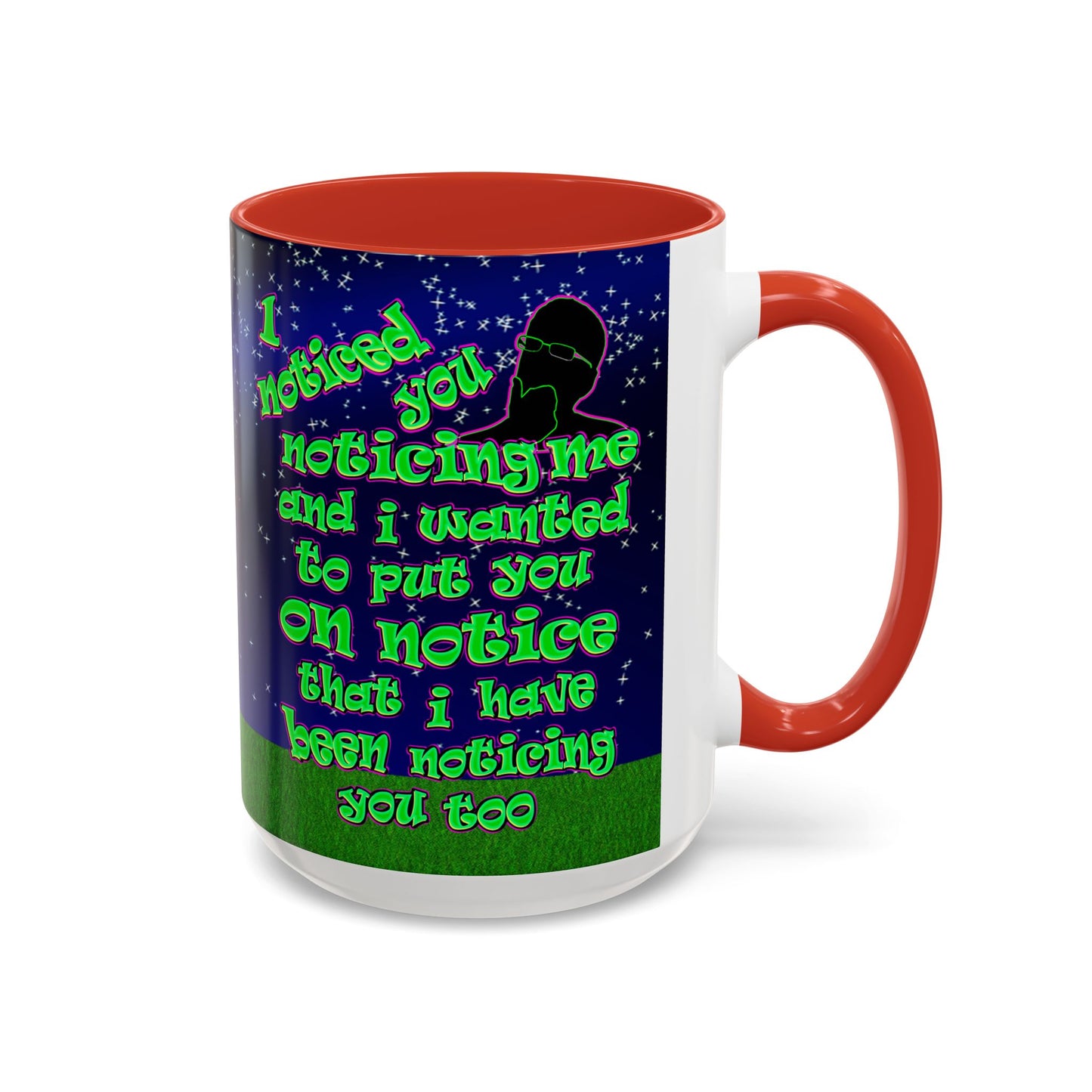noticed you noticing - Accent Mug ('snoops' background)