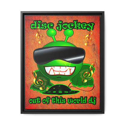 disc jockey - framed canvas art (burnt orange)