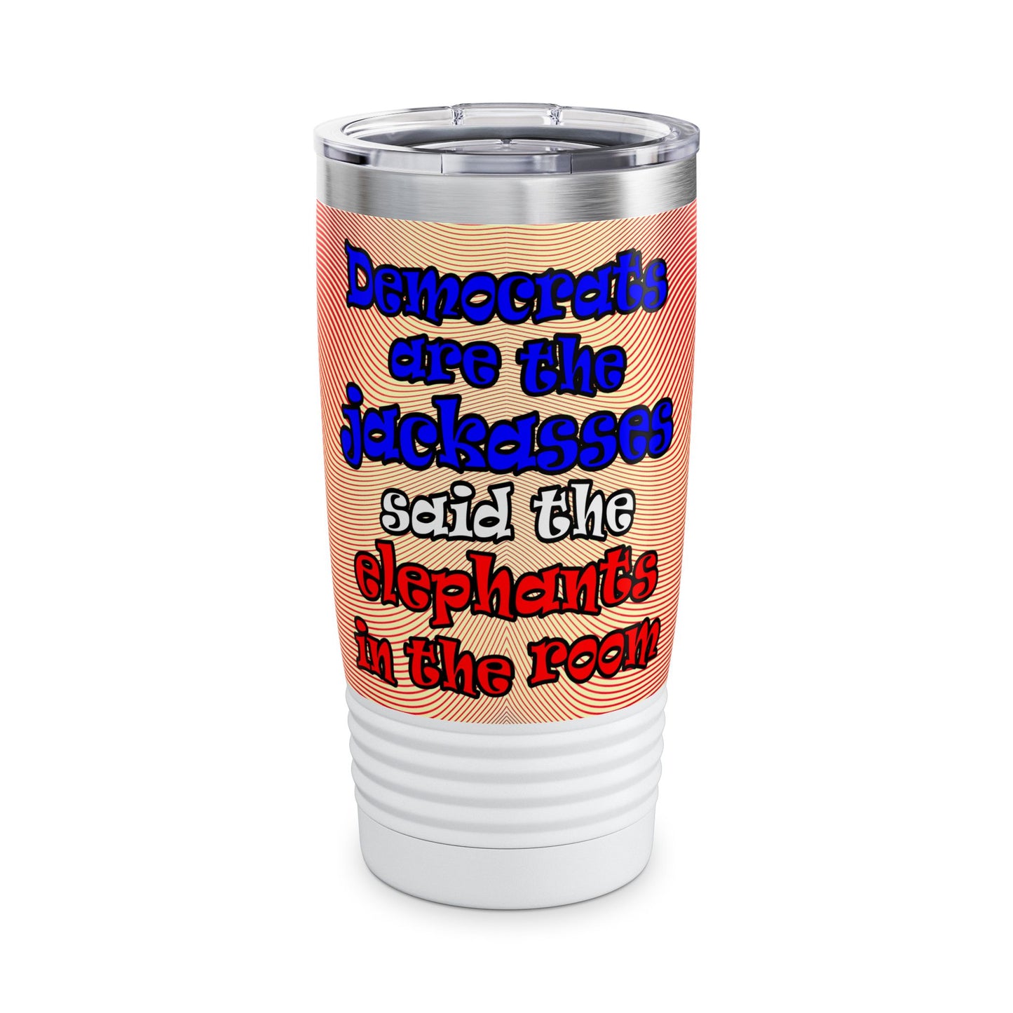 donkeys and elephants - Ringneck Tumbler, 20oz (yellow-orange wave)