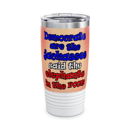 donkeys and elephants - Ringneck Tumbler, 20oz (yellow-orange wave)