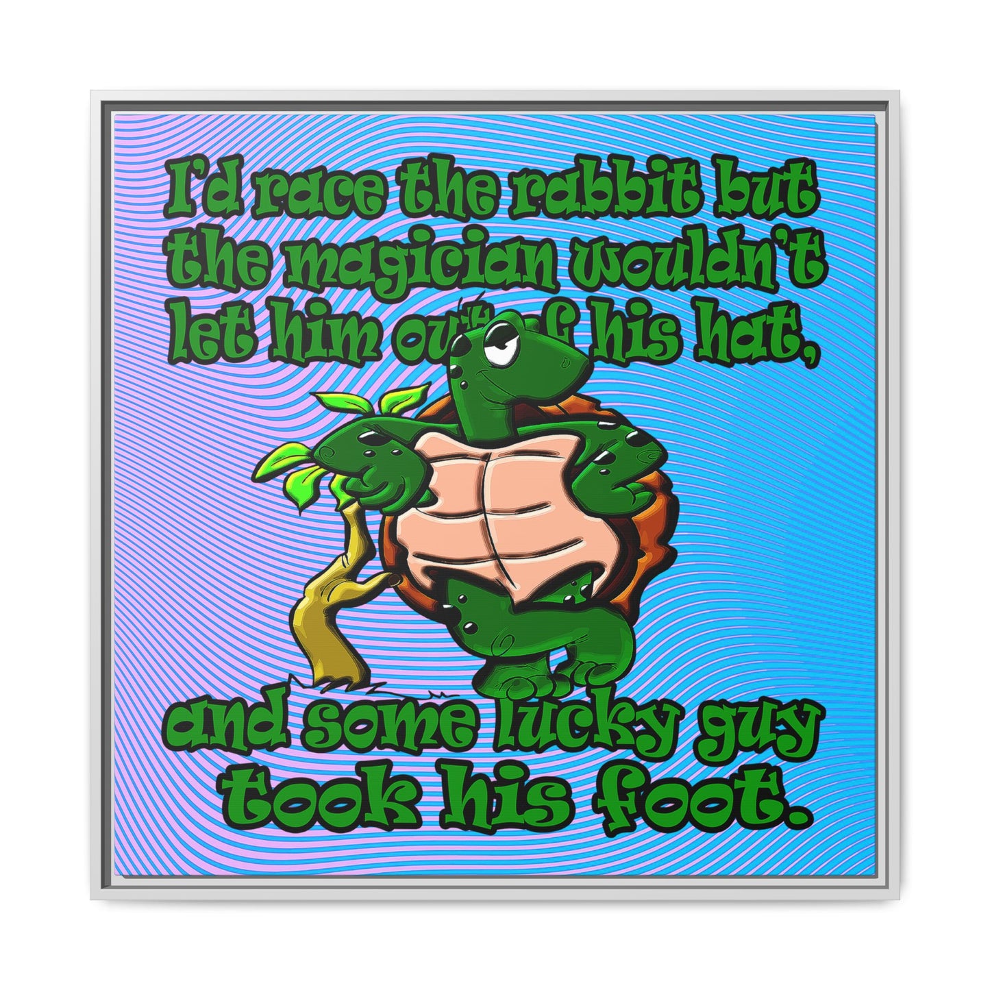turtle race - framed canvas art (light blue-purple wave)