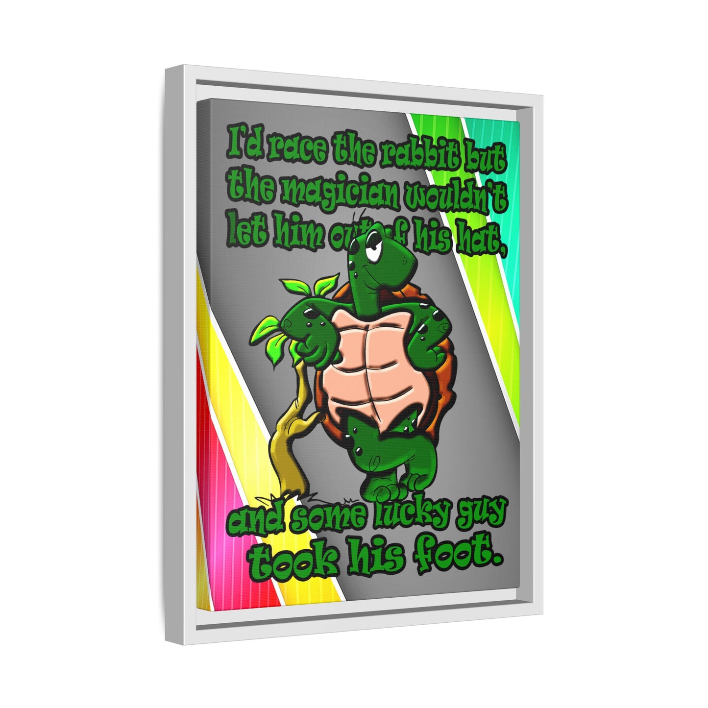 turtle race - framed canvas art (rainbow split)