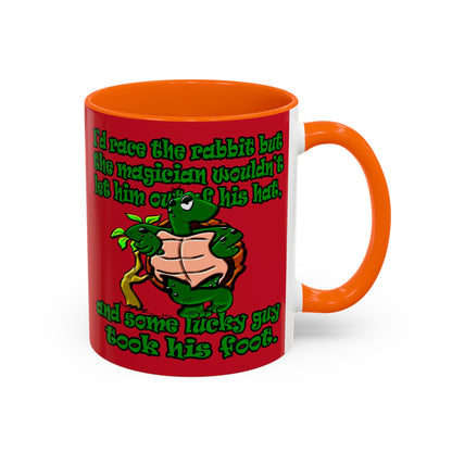 turtle race - Accent Mug (dark red)