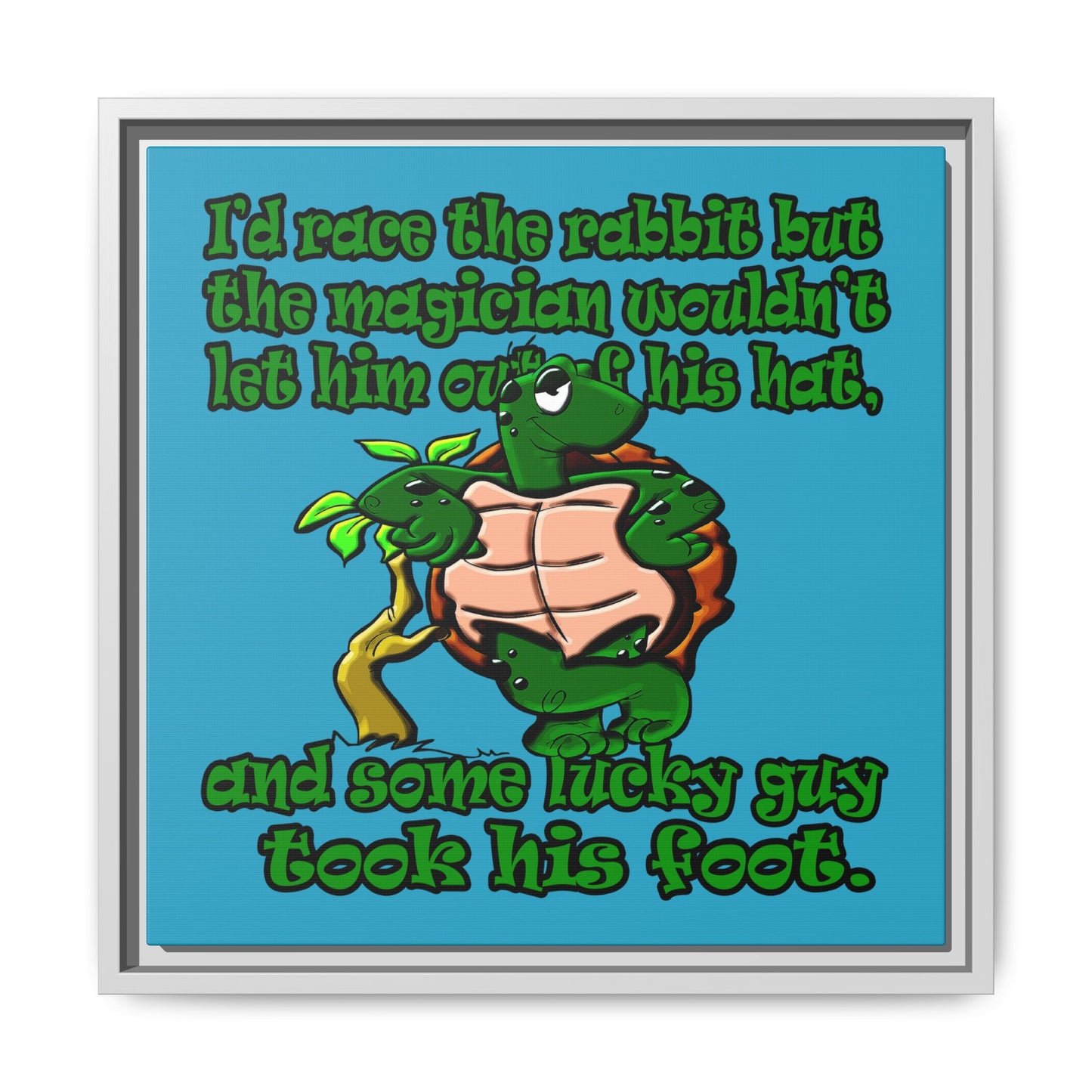 turtle race - framed canvas art (turquoise)
