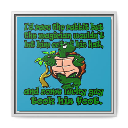 turtle race - framed canvas art (turquoise)