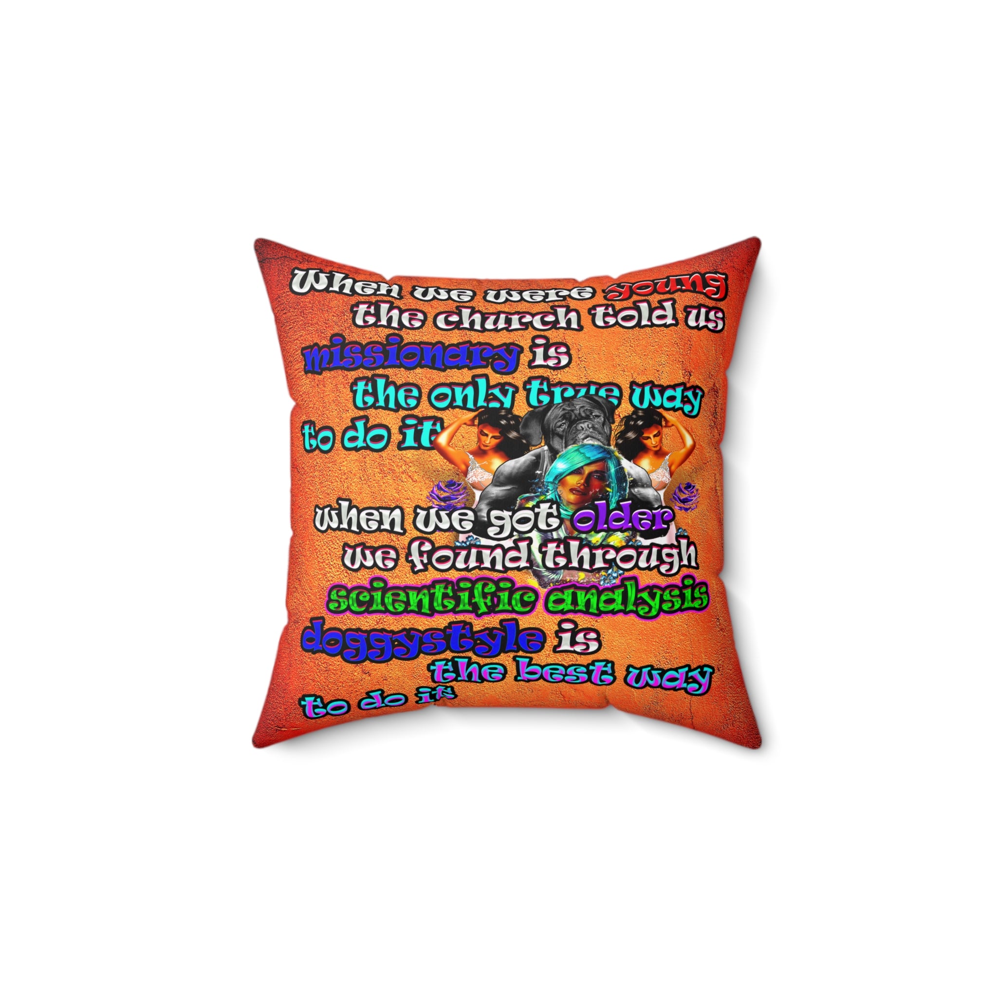 doggystyle - Spun Polyester Square Pillow - (burnt orange)