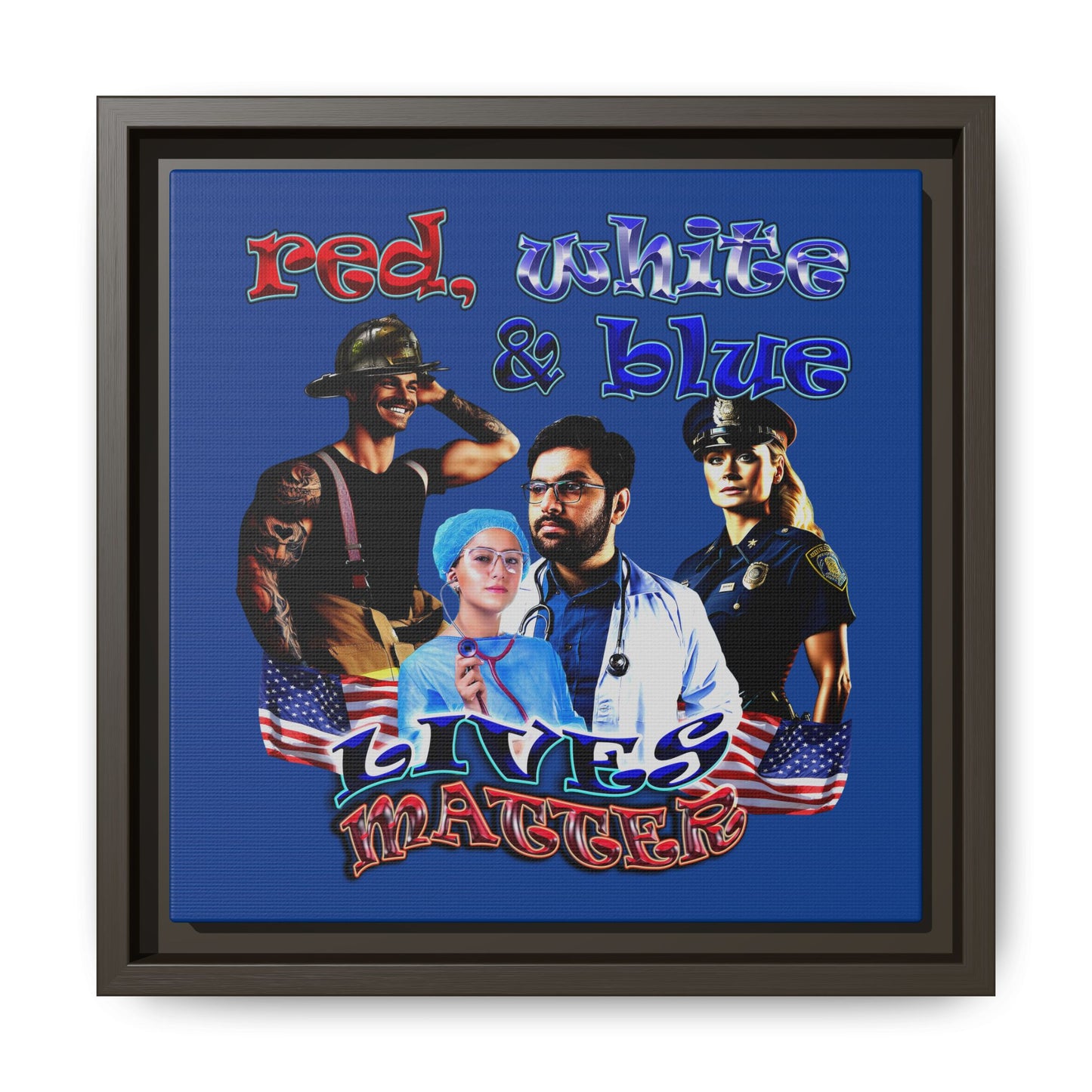 rw&b lives matter - framed canvas art (dark blue)