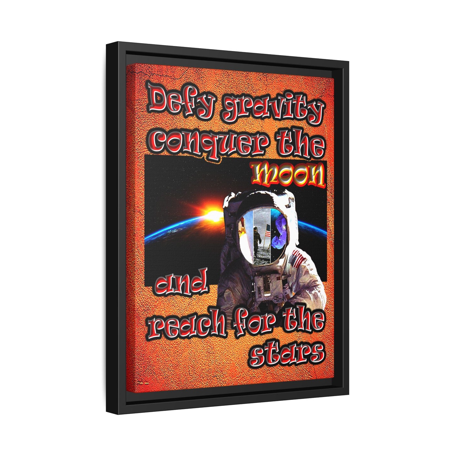 defy conquer reach - framed canvas art (burnt orange)