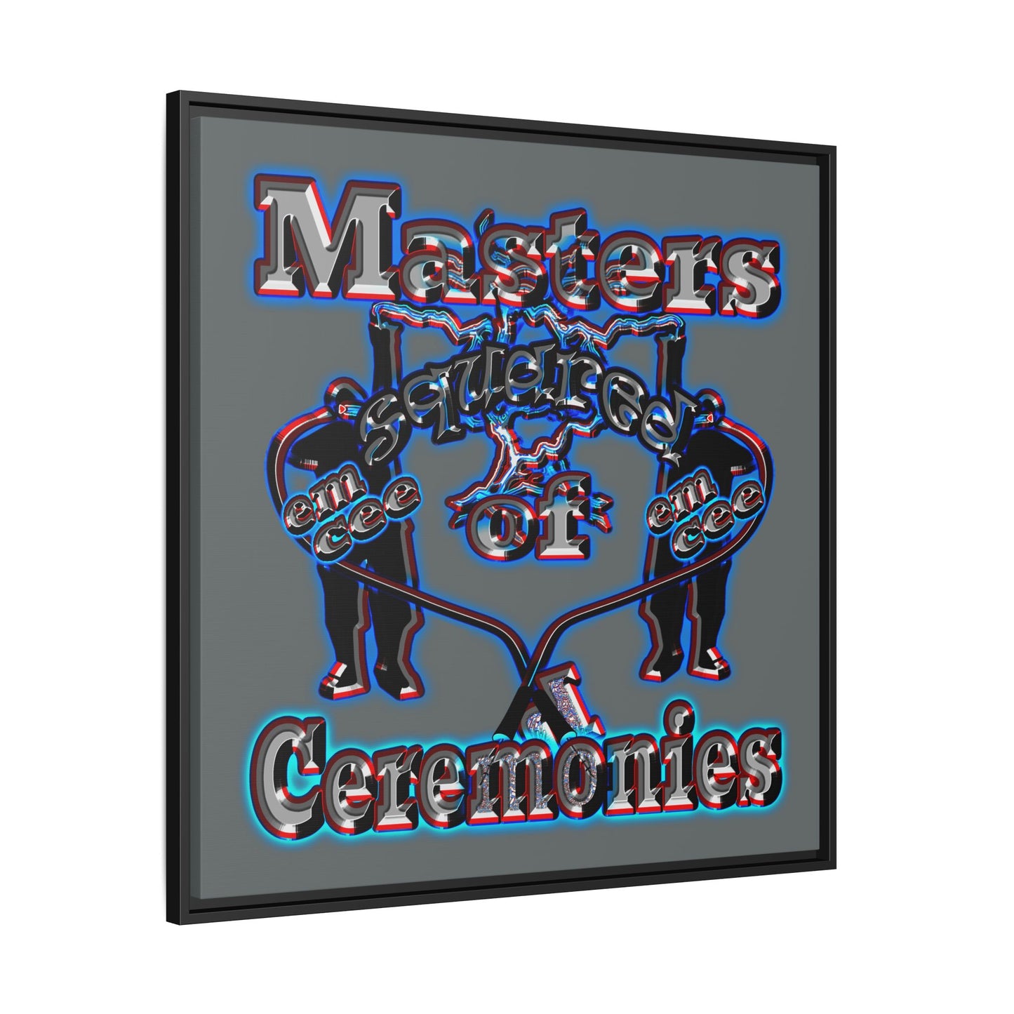 em cee squared - framed canvas art (dark grey)