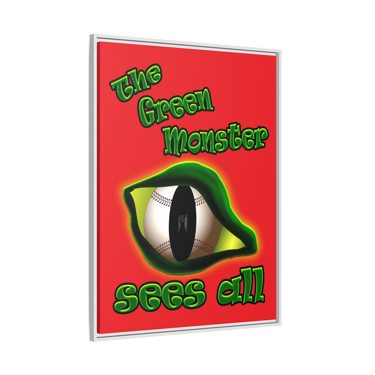 green monster - framed canvas art (red)