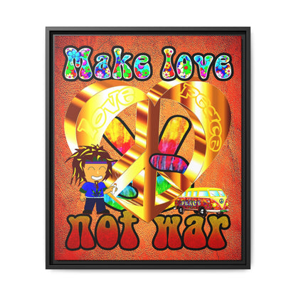 love peace - framed canvas art (burnt orange)