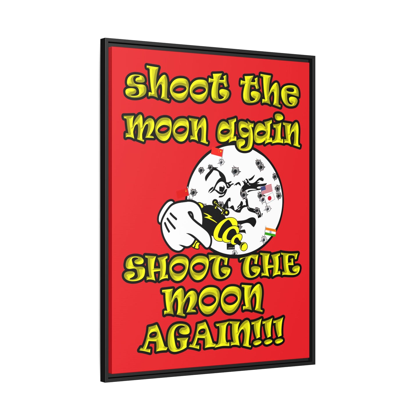 shoot the moon again - framed canvas art (red)