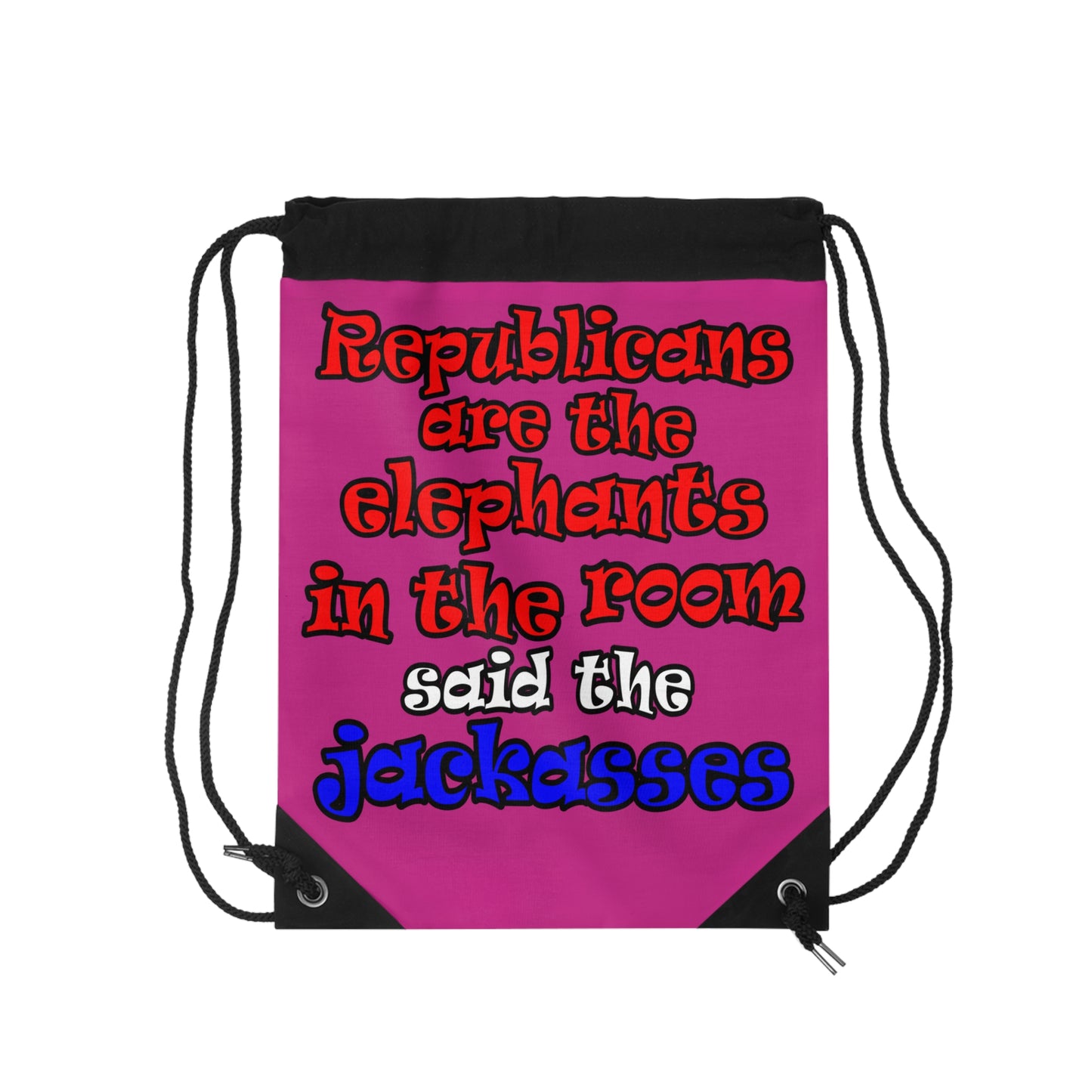 donkeys and elephants - Drawstring Bag (pink)