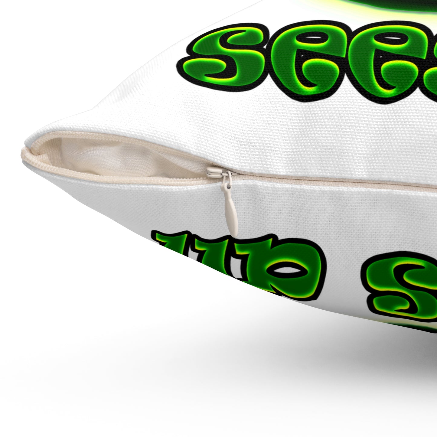 green monster - Spun Polyester Square Pillow - (white)