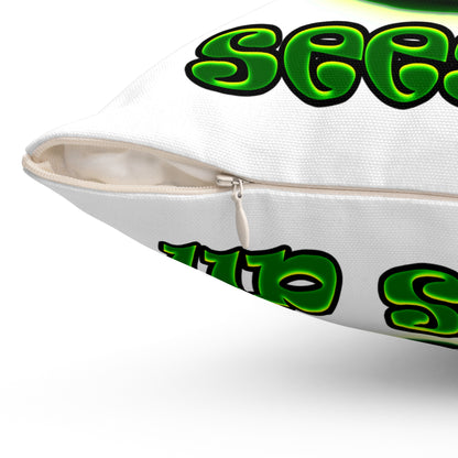 green monster - Spun Polyester Square Pillow - (white)