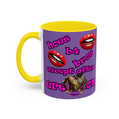 hoes b4 bros - Accent Mug (light purple)