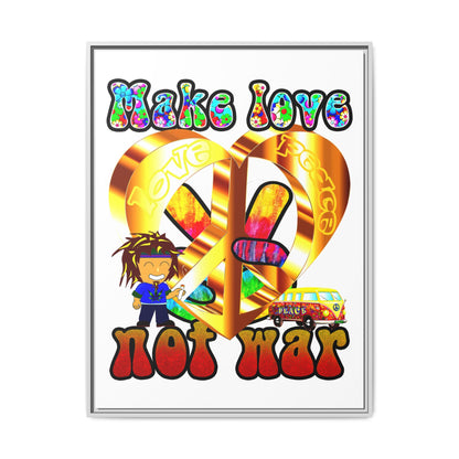 love peace - framed canvas art (white)