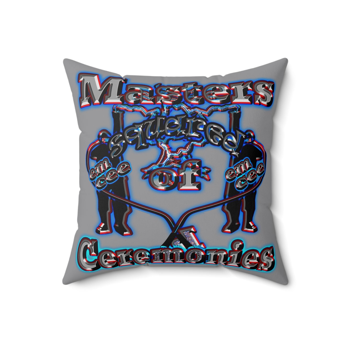 em cee squared - Spun Polyester Square Pillow - (grey)