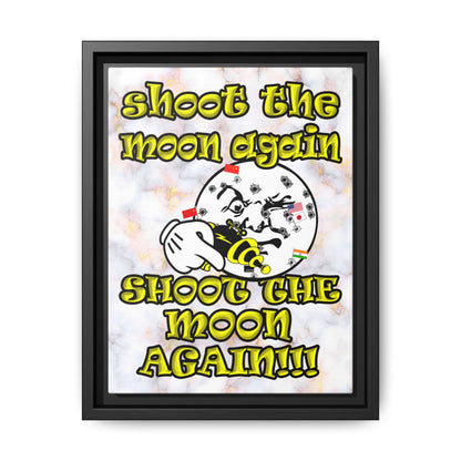 shoot the moon again - framed canvas art (white marble)