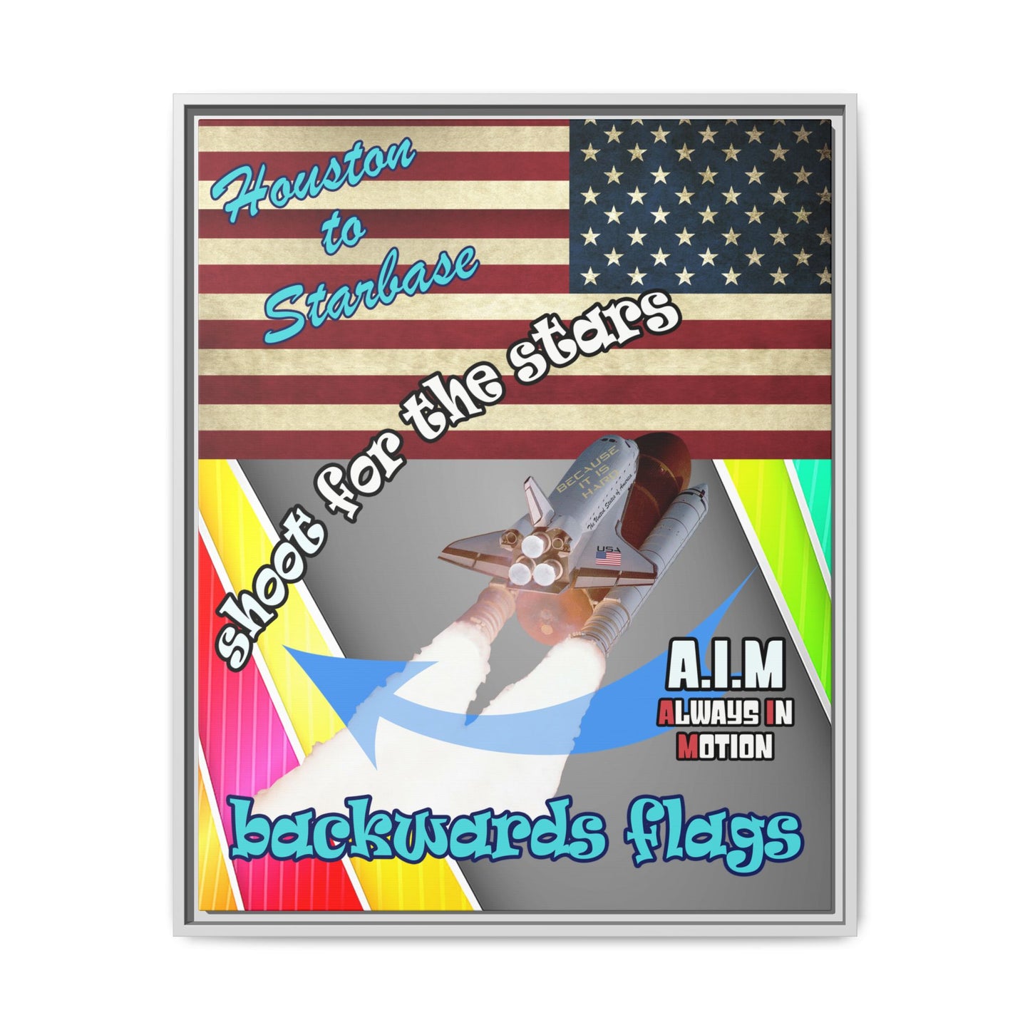 shoot for the stars - framed canvas art (rainbow split)