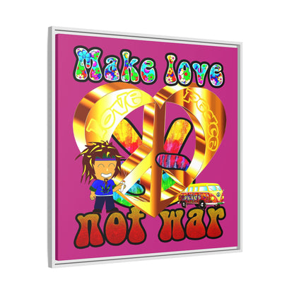 love peace - framed canvas art (pink)