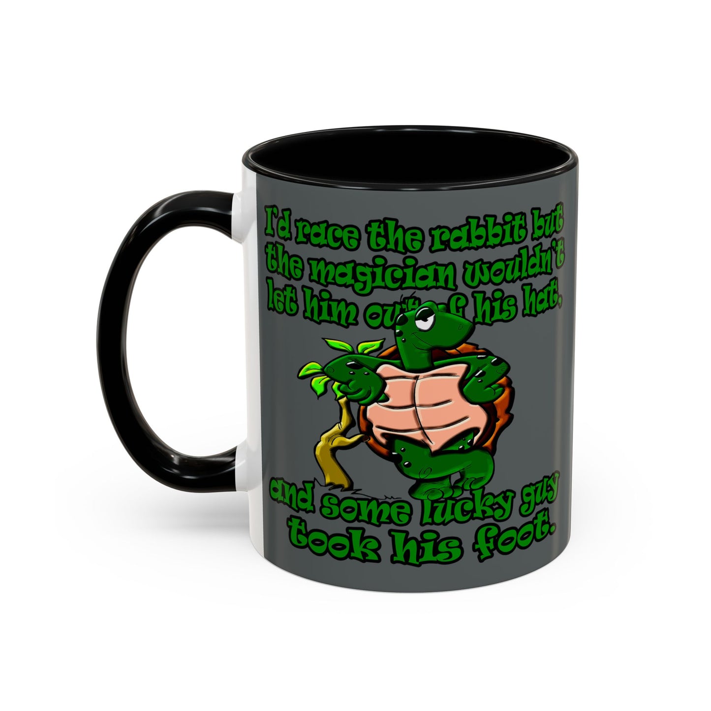 turtle race - Accent Mug (dark grey)