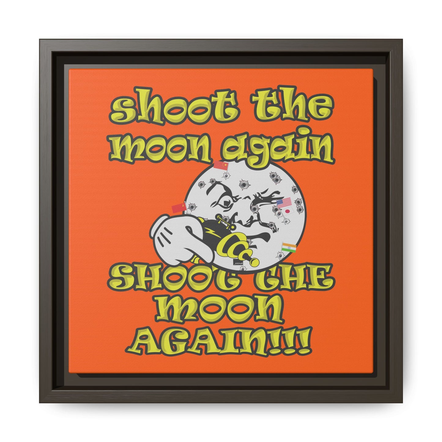shoot the moon again - framed canvas art (orange)
