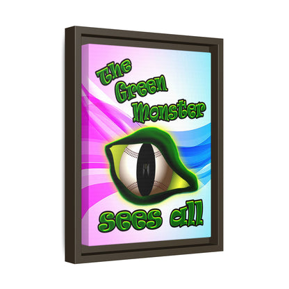 green monster - framed canvas art (light blue-pink wave)