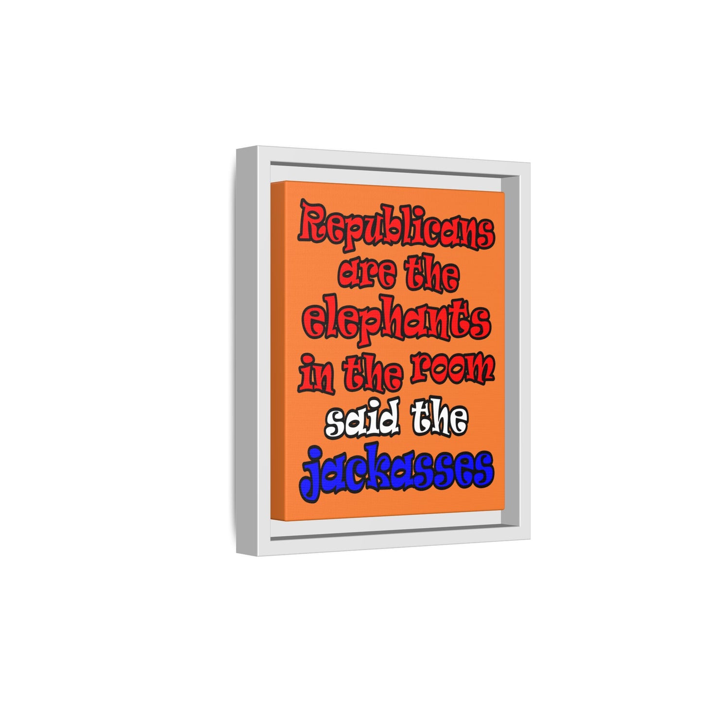 donkeys and elephants - framed canvas art (crusta)