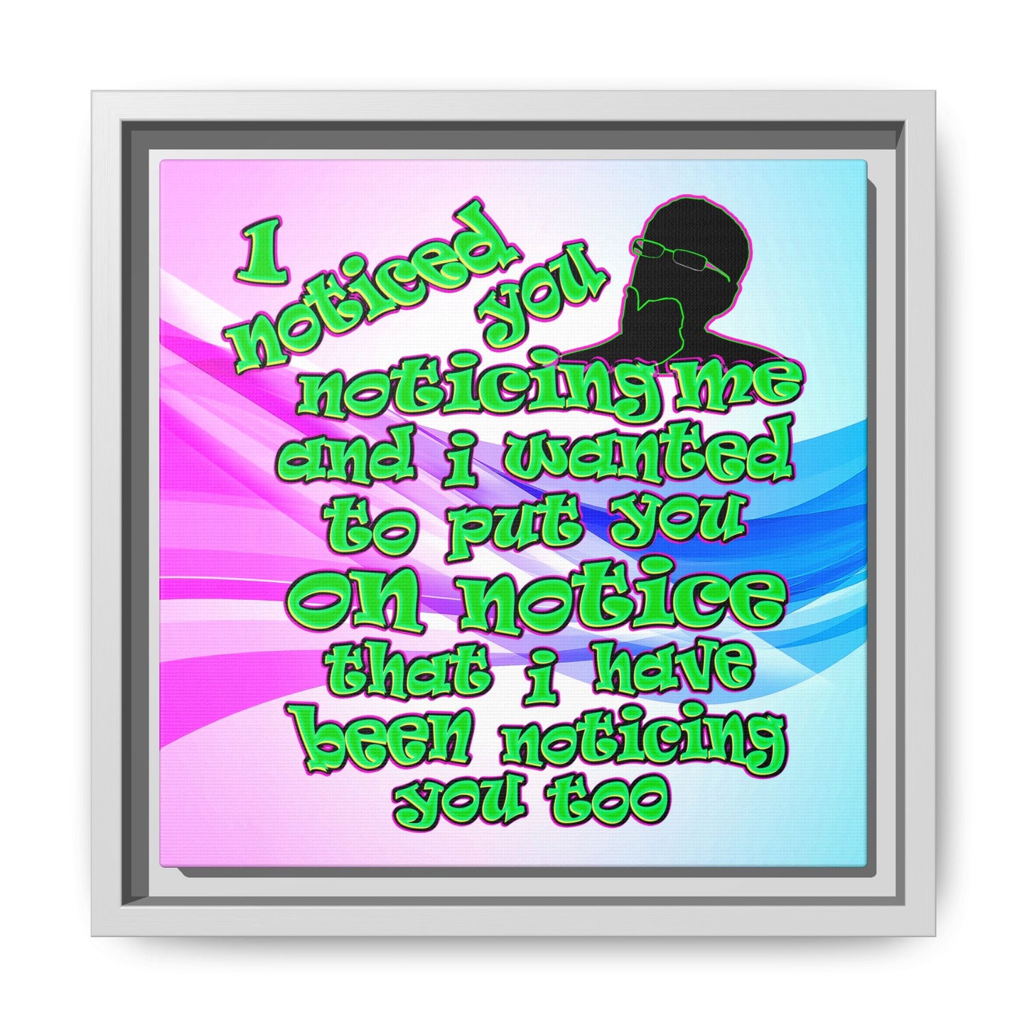 noticed you noticing - framed canvas art (light blue-pink wave)